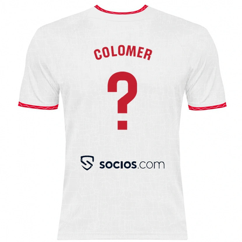 Danxen Niño Camiseta Carlos Colomer #0 Blanco Rojo 1ª Equipación 2024/25 La Camisa