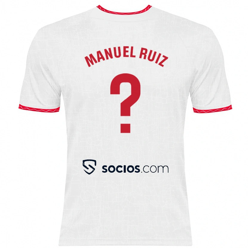 Danxen Niño Camiseta José Manuel Ruiz #0 Blanco Rojo 1ª Equipación 2024/25 La Camisa