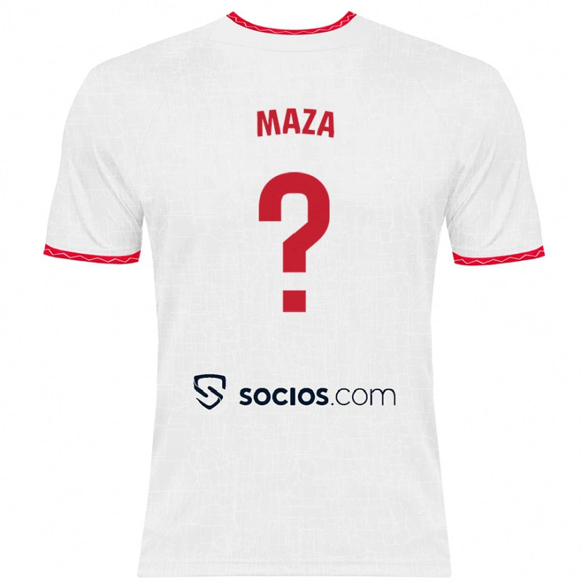 Danxen Niño Camiseta Manuel Maza #0 Blanco Rojo 1ª Equipación 2024/25 La Camisa