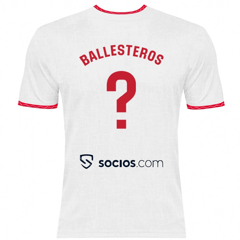 Danxen Niño Camiseta Gonzalo Ballesteros #0 Blanco Rojo 1ª Equipación 2024/25 La Camisa