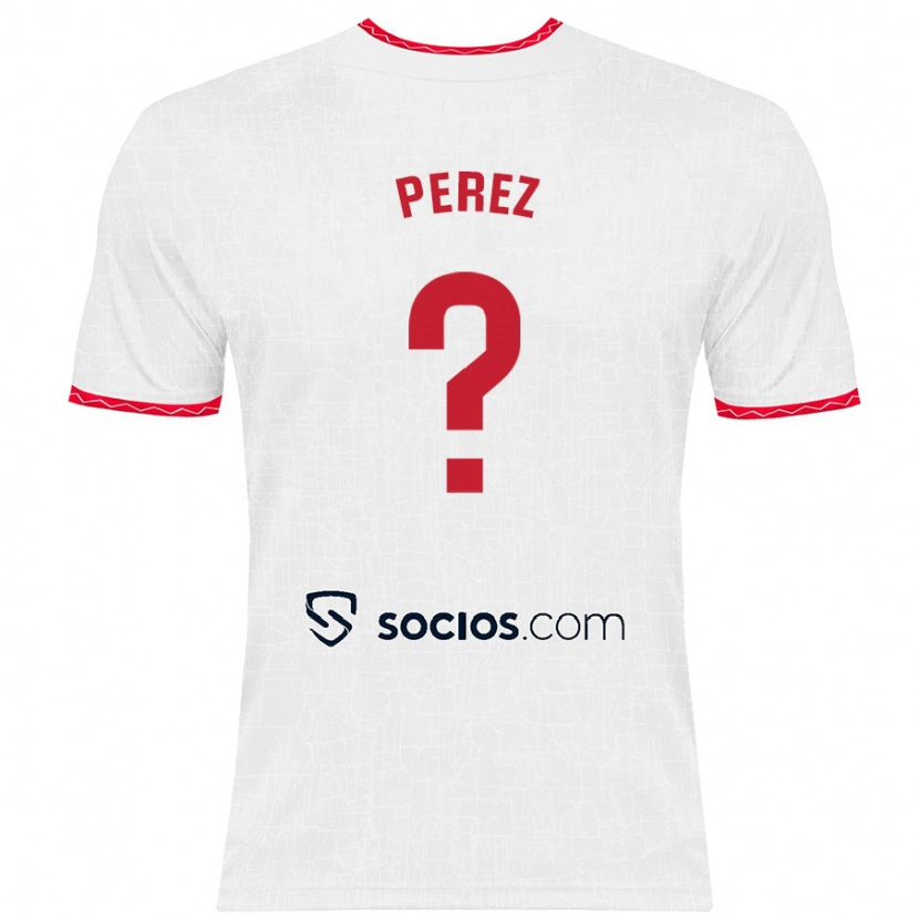 Danxen Niño Camiseta Adrián Pérez #0 Blanco Rojo 1ª Equipación 2024/25 La Camisa