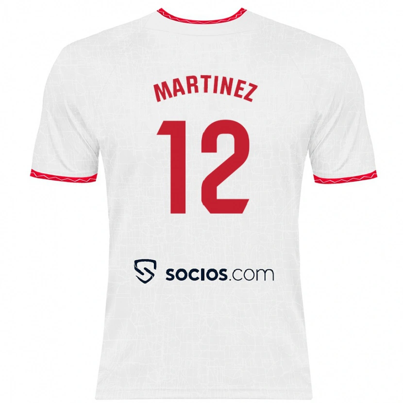 Danxen Niño Camiseta Gabri Martinez #12 Blanco Rojo 1ª Equipación 2024/25 La Camisa