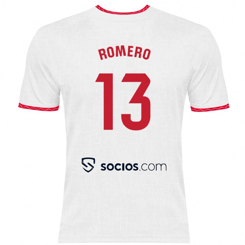 Danxen Niño Camiseta Rafael Romero #13 Blanco Rojo 1ª Equipación 2024/25 La Camisa