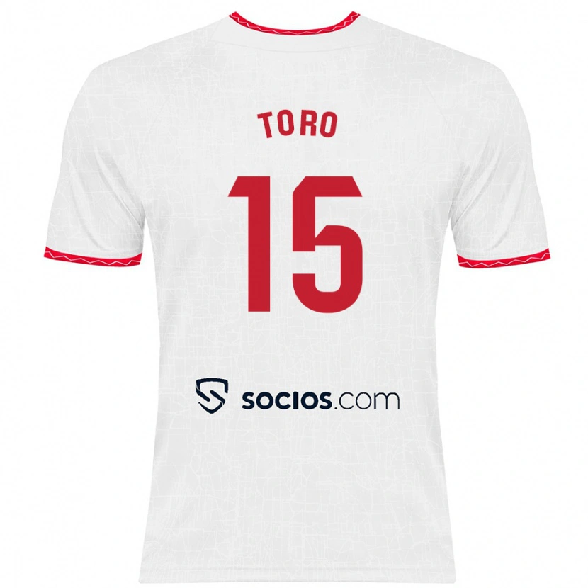 Danxen Niño Camiseta Juanan Toro #15 Blanco Rojo 1ª Equipación 2024/25 La Camisa