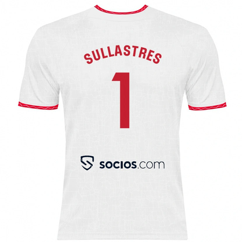 Danxen Niño Camiseta Esther Sullastres #1 Blanco Rojo 1ª Equipación 2024/25 La Camisa