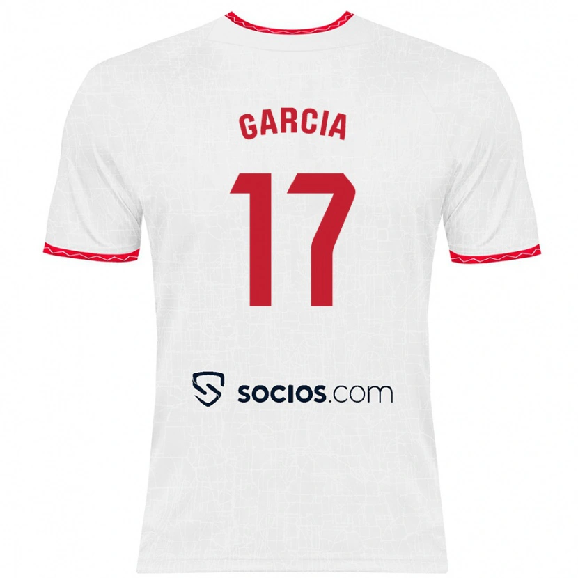 Danxen Niño Camiseta Débora García #17 Blanco Rojo 1ª Equipación 2024/25 La Camisa