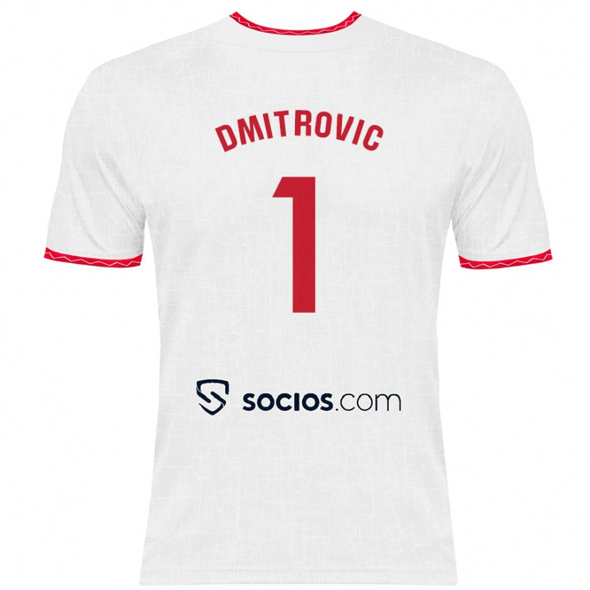 Danxen Niño Camiseta Marko Dmitrović #1 Blanco Rojo 1ª Equipación 2024/25 La Camisa