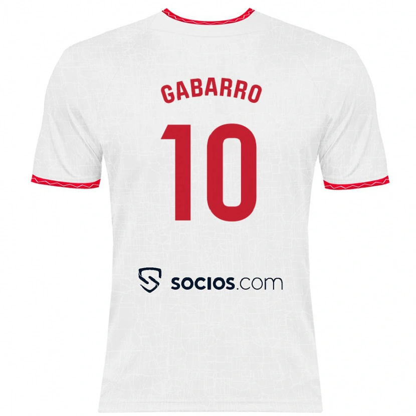 Danxen Niño Camiseta María Inmaculada Gabarro Romero #10 Blanco Rojo 1ª Equipación 2024/25 La Camisa