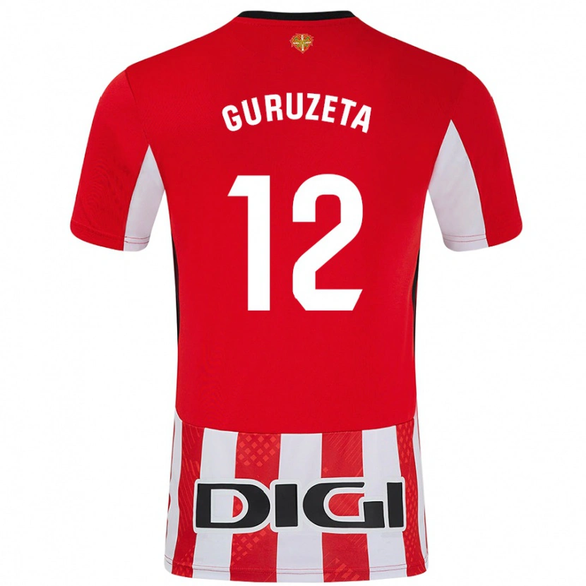 Danxen Niño Camiseta Gorka Guruzeta #12 Rojo Blanco 1ª Equipación 2024/25 La Camisa