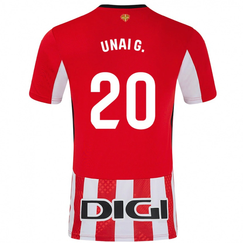 Danxen Niño Camiseta Unai Gómez #20 Rojo Blanco 1ª Equipación 2024/25 La Camisa