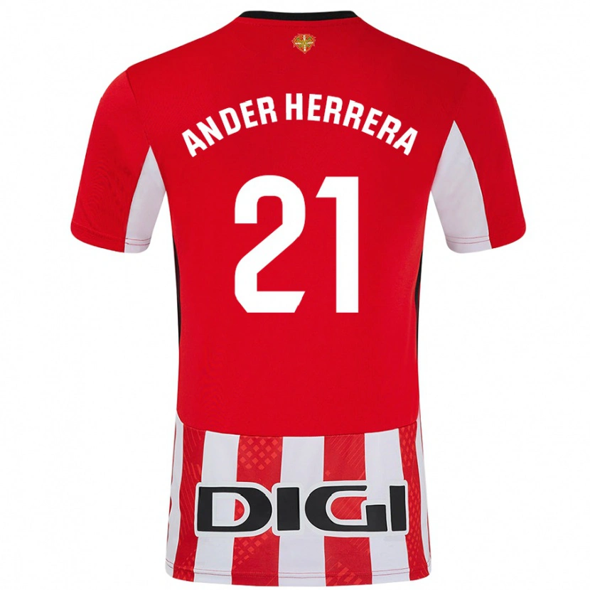 Danxen Niño Camiseta Ander Herrera #21 Rojo Blanco 1ª Equipación 2024/25 La Camisa