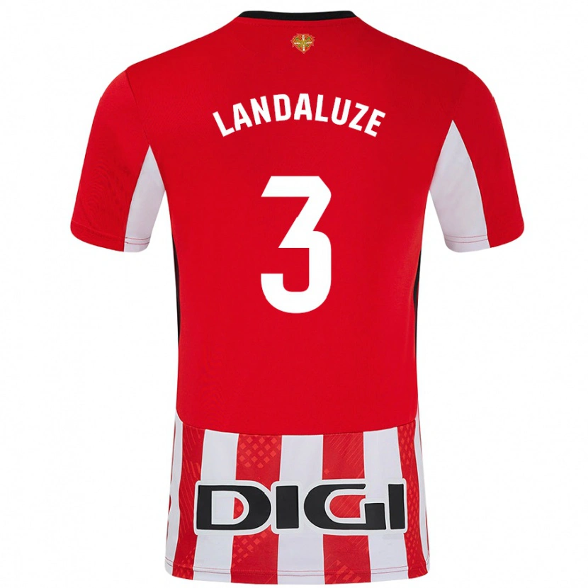 Danxen Niño Camiseta Naia Landaluze #3 Rojo Blanco 1ª Equipación 2024/25 La Camisa