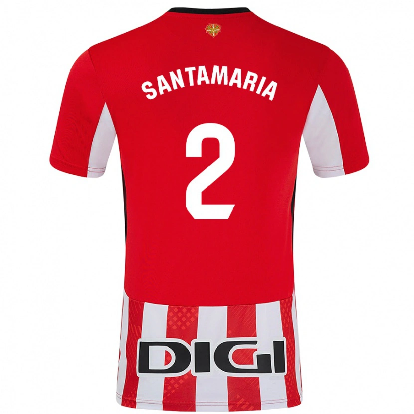 Danxen Niño Camiseta Unai Santamaría #2 Rojo Blanco 1ª Equipación 2024/25 La Camisa