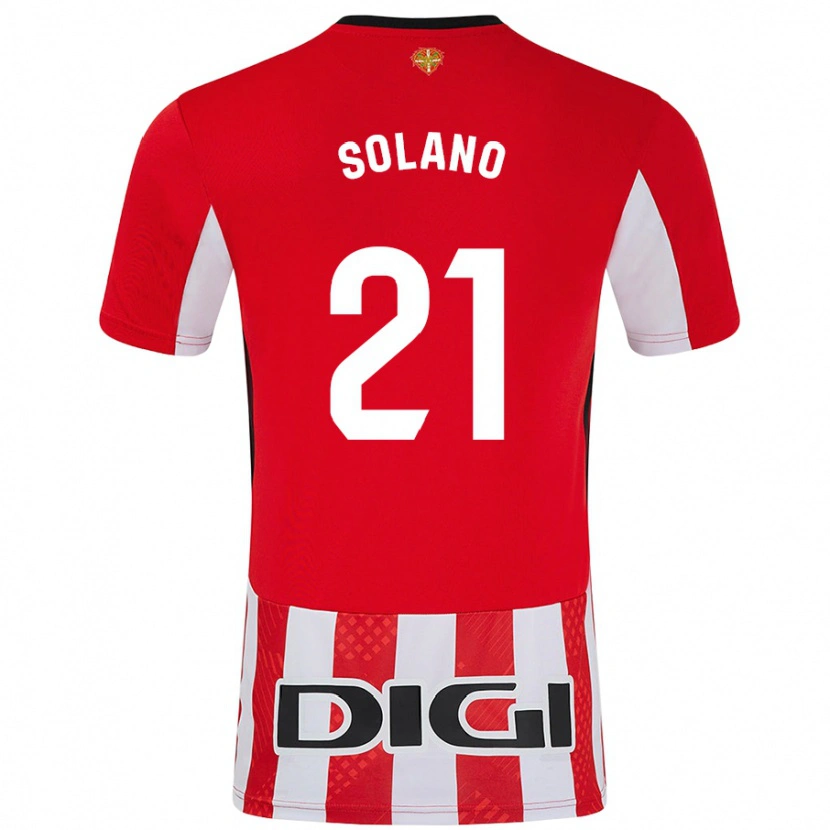 Danxen Niño Camiseta Bibiane Schulze-Solano #21 Rojo Blanco 1ª Equipación 2024/25 La Camisa