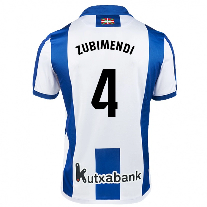 Danxen Niño Camiseta Martín Zubimendi #4 Blanco Azul 1ª Equipación 2024/25 La Camisa