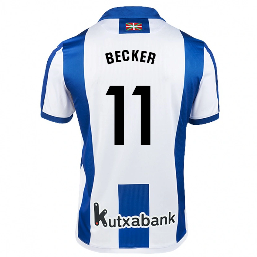 Danxen Niño Camiseta Sheraldo Becker #11 Blanco Azul 1ª Equipación 2024/25 La Camisa