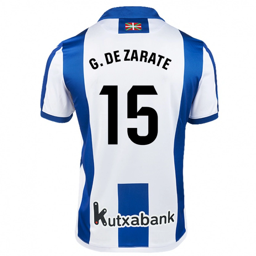 Danxen Niño Camiseta Urko González De Zarate #15 Blanco Azul 1ª Equipación 2024/25 La Camisa