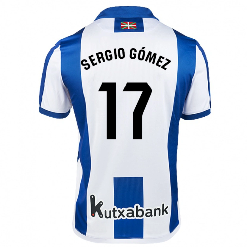 Danxen Niño Camiseta Sergio Gómez #17 Blanco Azul 1ª Equipación 2024/25 La Camisa