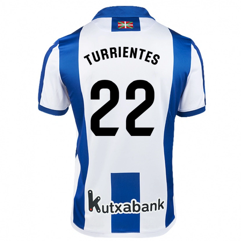 Danxen Niño Camiseta Beñat Turrientes #22 Blanco Azul 1ª Equipación 2024/25 La Camisa