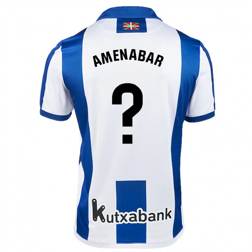 Danxen Niño Camiseta Aritz Amenabar #0 Blanco Azul 1ª Equipación 2024/25 La Camisa