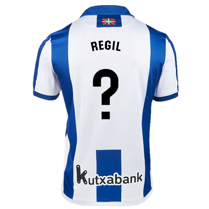 Danxen Niño Camiseta Markel Regil #0 Blanco Azul 1ª Equipación 2024/25 La Camisa