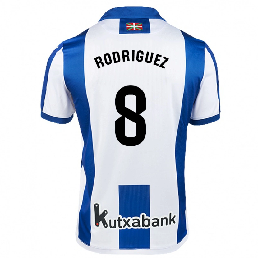 Danxen Niño Camiseta Mikel Rodriguez #8 Blanco Azul 1ª Equipación 2024/25 La Camisa