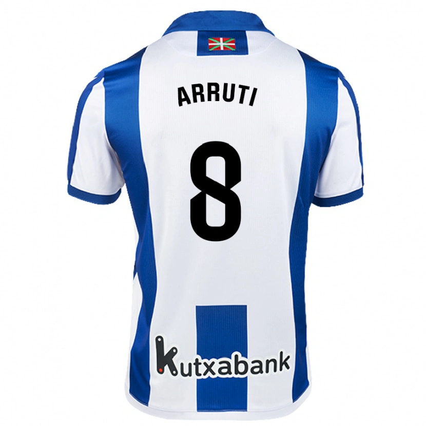 Danxen Niño Camiseta Martín Arruti #8 Blanco Azul 1ª Equipación 2024/25 La Camisa