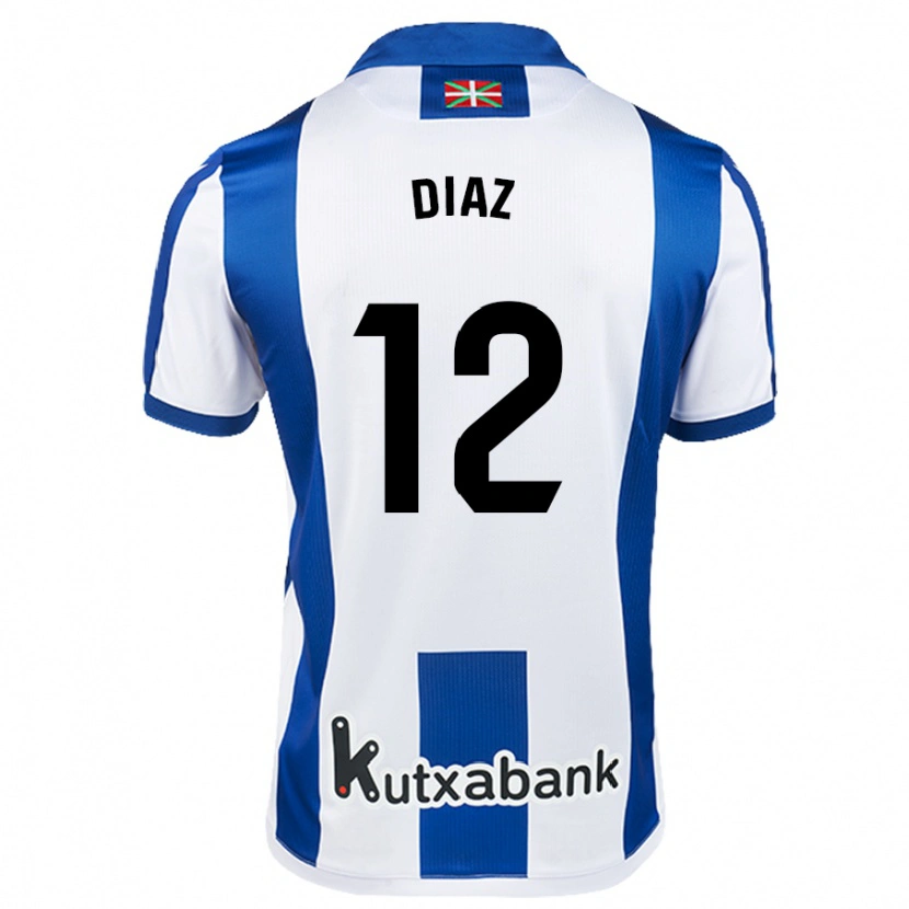 Danxen Niño Camiseta Ekain Díaz #12 Blanco Azul 1ª Equipación 2024/25 La Camisa