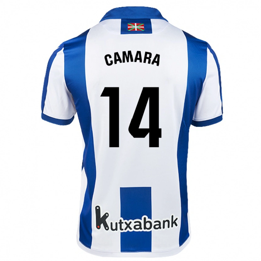 Danxen Niño Camiseta Ibra Cámara #14 Blanco Azul 1ª Equipación 2024/25 La Camisa