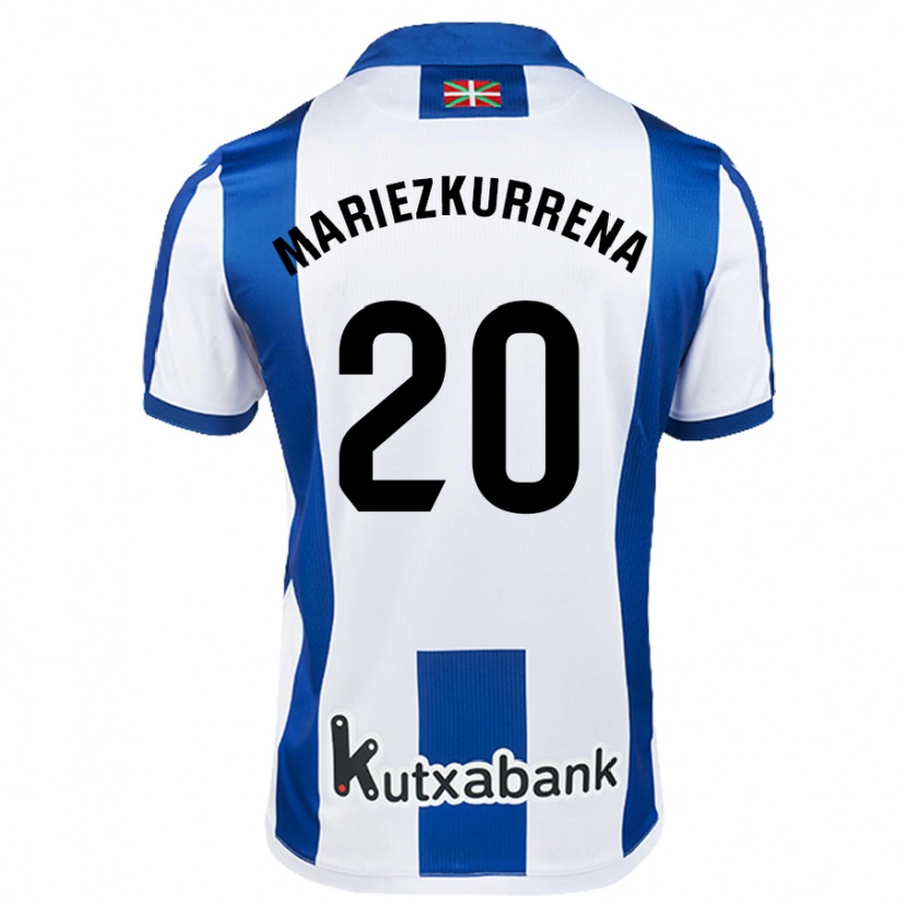 Danxen Niño Camiseta Arkaitz Mariezkurrena #20 Blanco Azul 1ª Equipación 2024/25 La Camisa