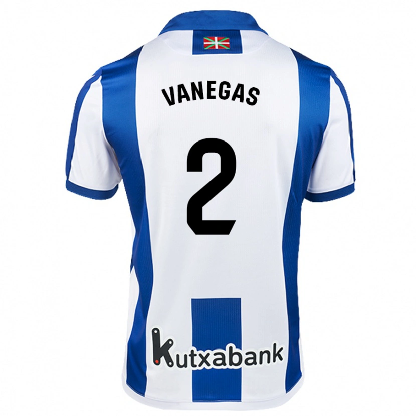 Danxen Niño Camiseta Manuela Vanegas #2 Blanco Azul 1ª Equipación 2024/25 La Camisa