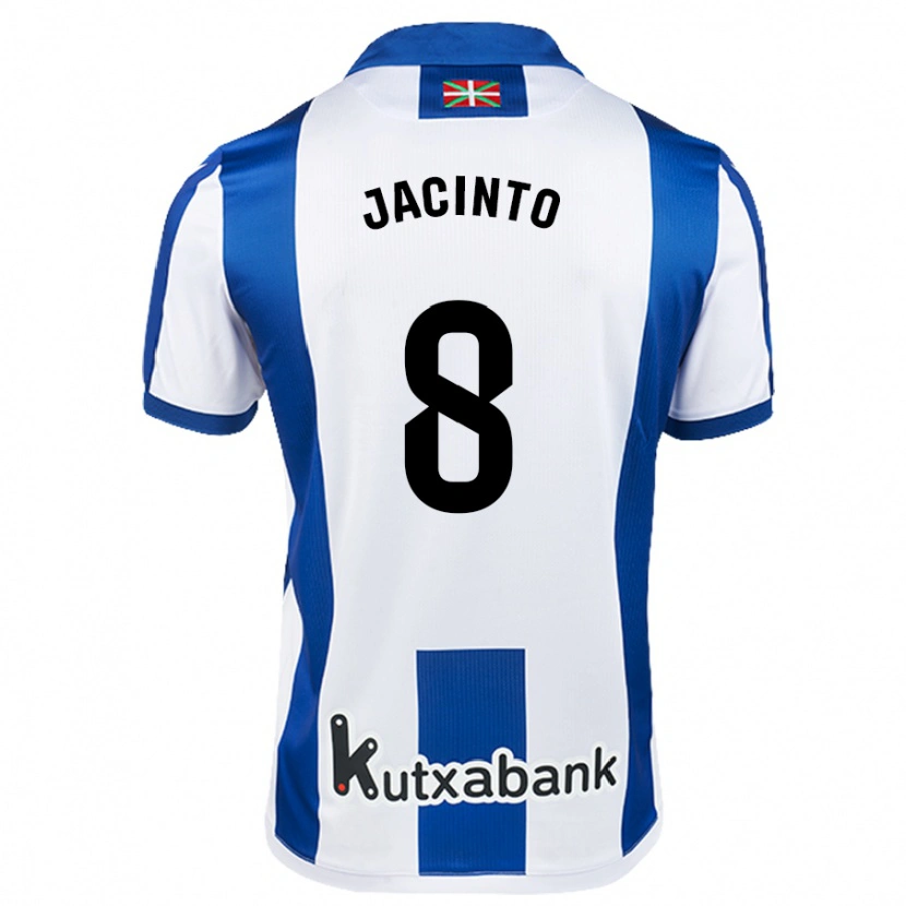 Danxen Niño Camiseta Andreia Jacinto #8 Blanco Azul 1ª Equipación 2024/25 La Camisa