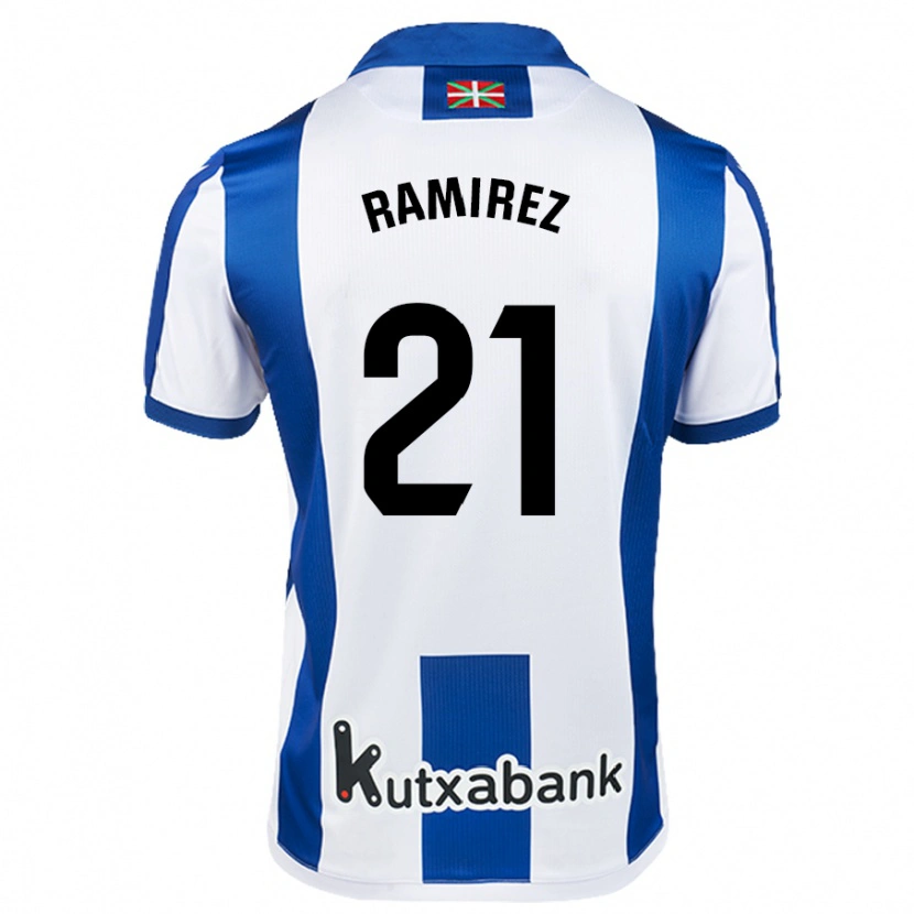 Danxen Niño Camiseta Emma Ramírez #21 Blanco Azul 1ª Equipación 2024/25 La Camisa