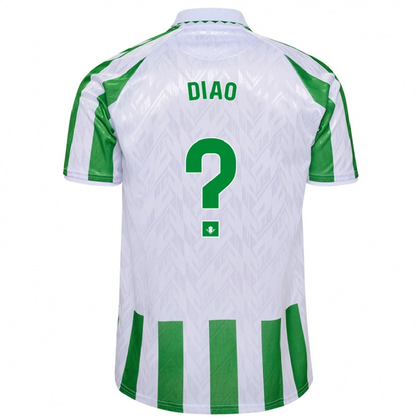 Danxen Niño Camiseta Usse Diao #0 Verde Rayas Blancas 1ª Equipación 2024/25 La Camisa