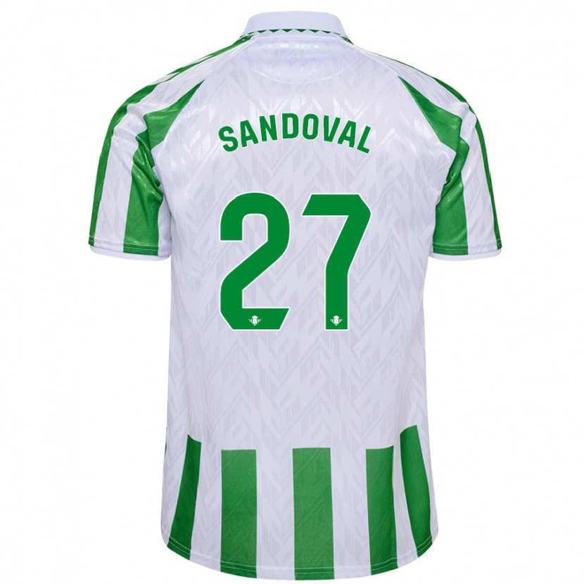 Danxen Niño Camiseta Keimer Sandoval #27 Verde Rayas Blancas 1ª Equipación 2024/25 La Camisa