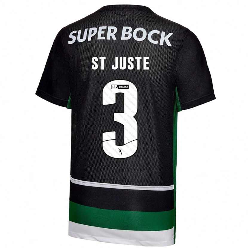 Danxen Niño Camiseta Jerry St. Juste #3 Negro Blanco Verde 1ª Equipación 2024/25 La Camisa