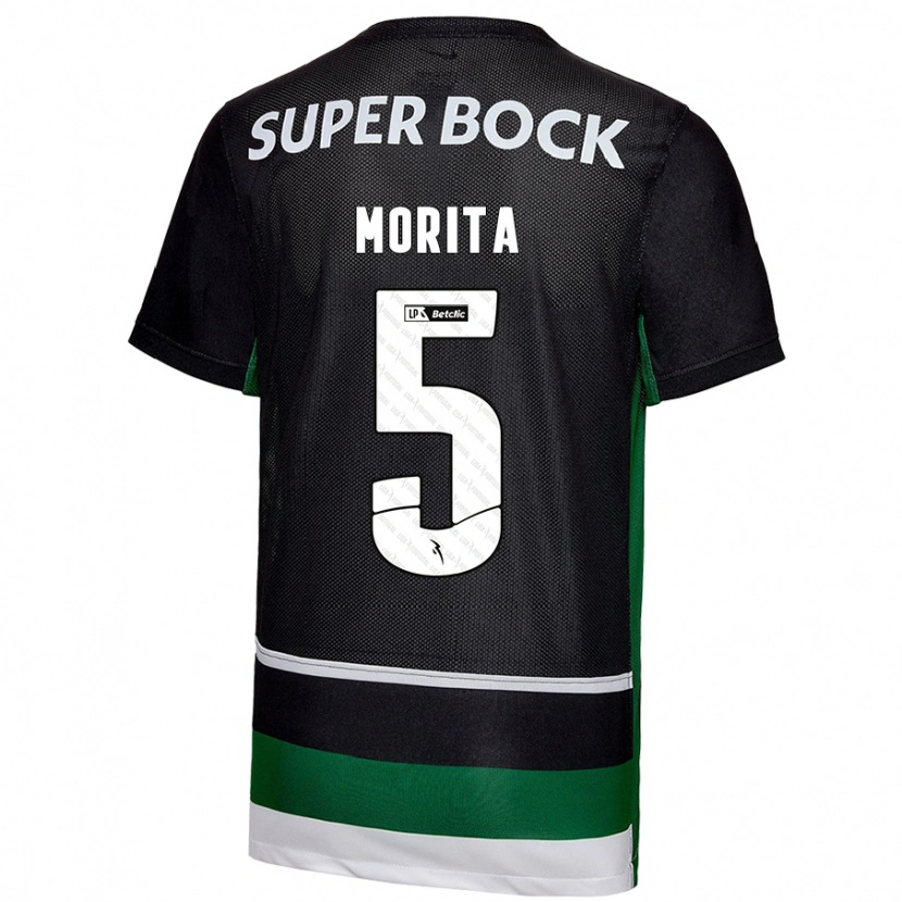 Danxen Niño Camiseta Hidemasa Morita #5 Negro Blanco Verde 1ª Equipación 2024/25 La Camisa