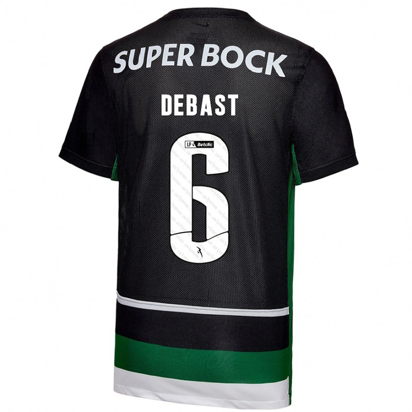 Danxen Niño Camiseta Zeno Debast #6 Negro Blanco Verde 1ª Equipación 2024/25 La Camisa