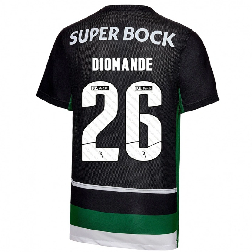 Danxen Niño Camiseta Ousmane Diomande #26 Negro Blanco Verde 1ª Equipación 2024/25 La Camisa