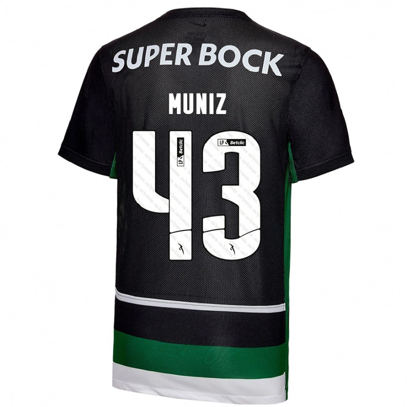 Danxen Niño Camiseta João Muniz #43 Negro Blanco Verde 1ª Equipación 2024/25 La Camisa