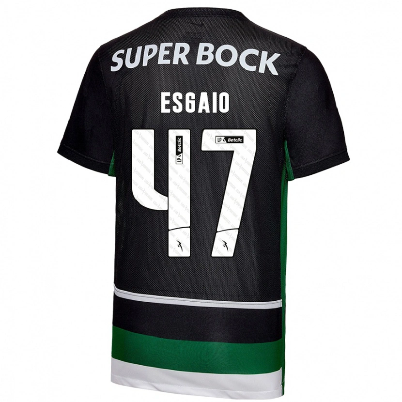 Danxen Niño Camiseta Ricardo Esgaio #47 Negro Blanco Verde 1ª Equipación 2024/25 La Camisa