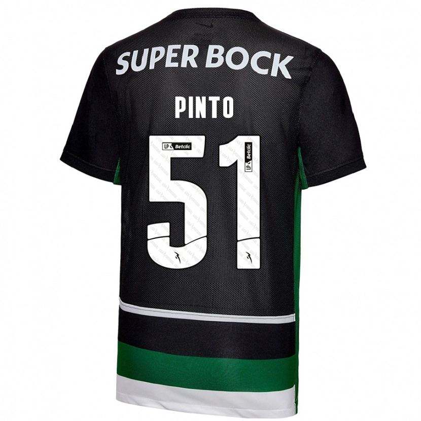 Danxen Niño Camiseta Diogo Pinto #51 Negro Blanco Verde 1ª Equipación 2024/25 La Camisa