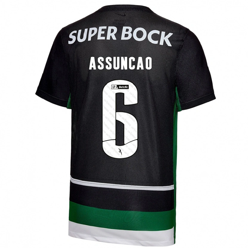 Danxen Niño Camiseta João Assunção #6 Negro Blanco Verde 1ª Equipación 2024/25 La Camisa