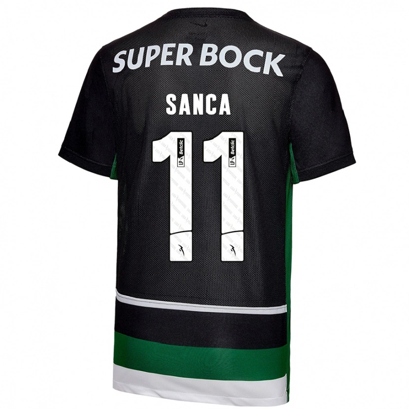 Danxen Niño Camiseta Pedro Sanca #11 Negro Blanco Verde 1ª Equipación 2024/25 La Camisa