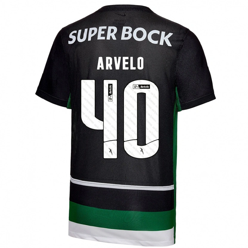 Danxen Niño Camiseta Adam Arvelo #40 Negro Blanco Verde 1ª Equipación 2024/25 La Camisa