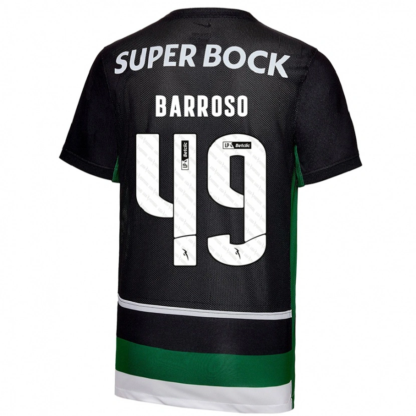 Danxen Niño Camiseta Leonardo Barroso #49 Negro Blanco Verde 1ª Equipación 2024/25 La Camisa