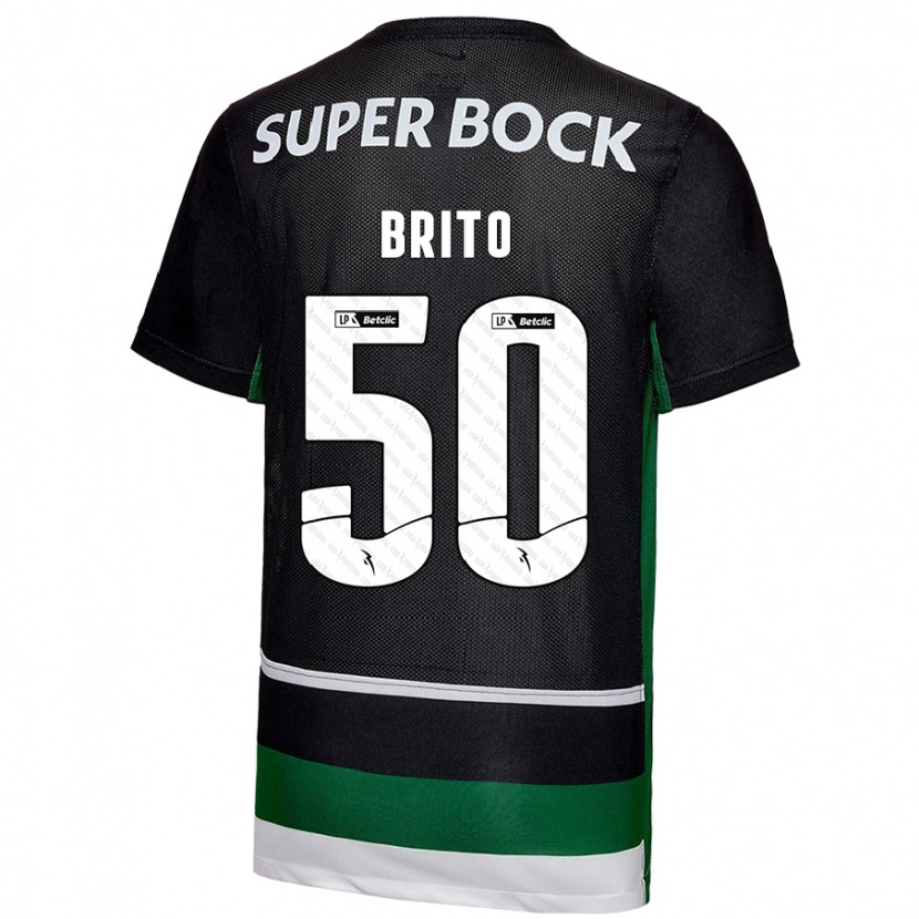 Danxen Niño Camiseta Alexandre Brito #50 Negro Blanco Verde 1ª Equipación 2024/25 La Camisa