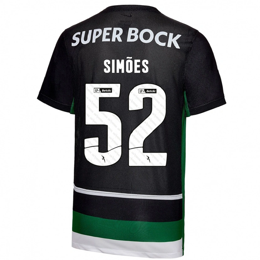 Danxen Niño Camiseta João Simões #52 Negro Blanco Verde 1ª Equipación 2024/25 La Camisa