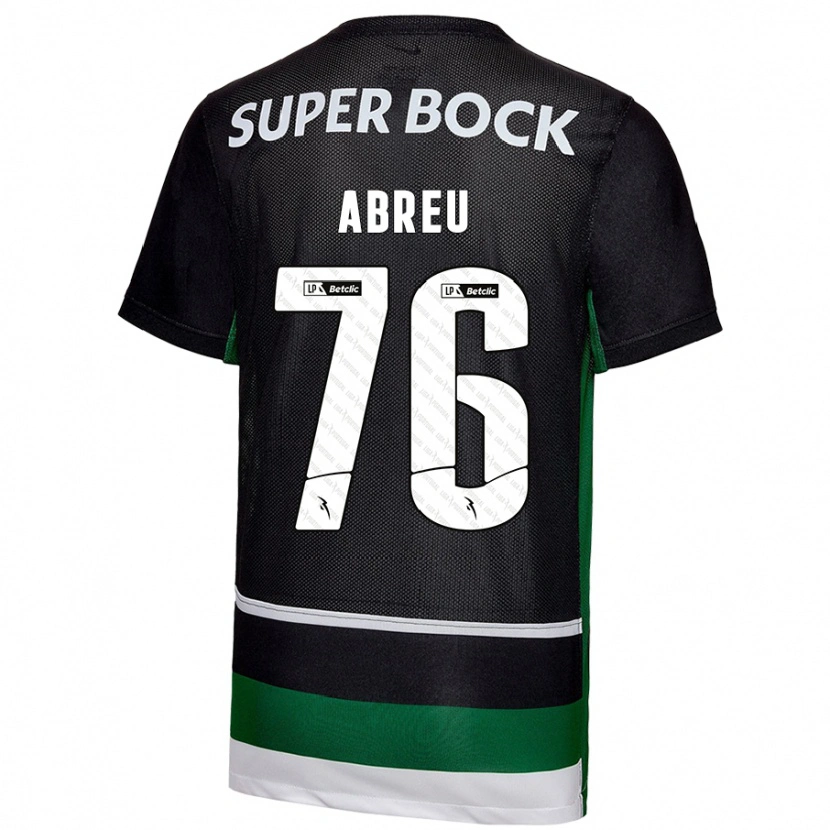 Danxen Niño Camiseta Diogo Abreu #76 Negro Blanco Verde 1ª Equipación 2024/25 La Camisa