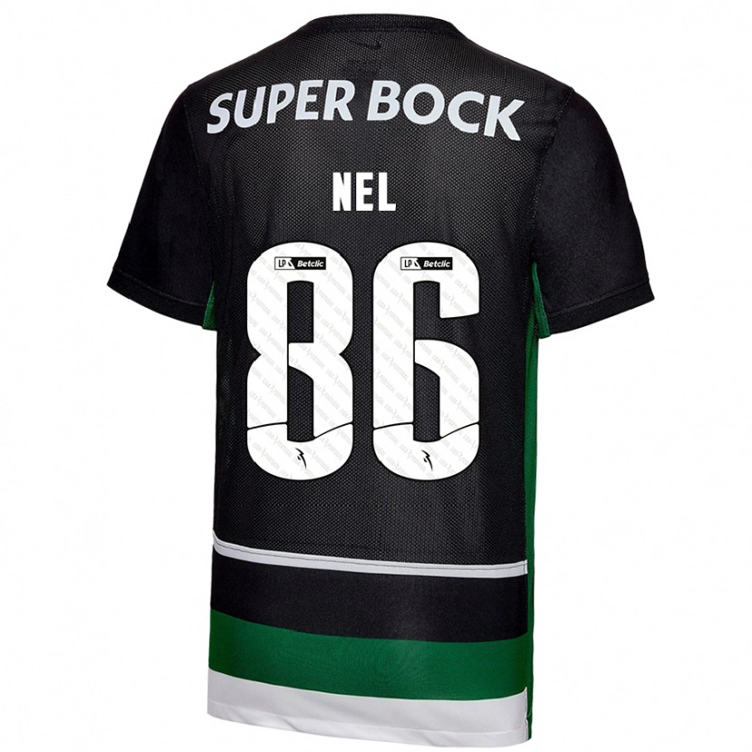 Danxen Niño Camiseta Rafael Nel #86 Negro Blanco Verde 1ª Equipación 2024/25 La Camisa